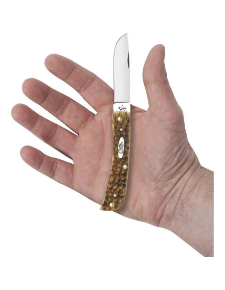 Cuchillo de bolsillo Case Sod Buster Jr, mango hueso ámbar, 9.2 cm