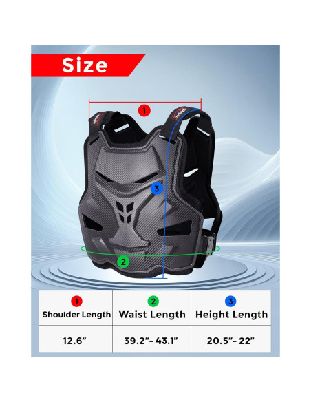 Armadura de Pecho StarknightMT Ajustable para Motocicleta