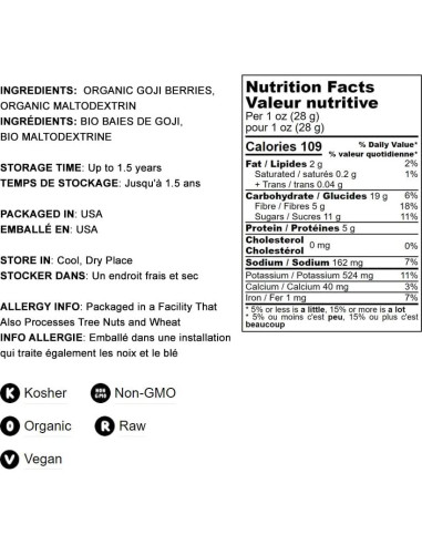 Polvo de Baya de Goji Orgánico Food to Live 907g Vegano