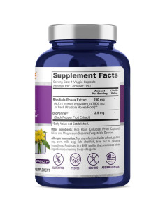Suplemento Vegano Rhodiola Rosea 7500mg NusaPure 180 Cápsulas 2