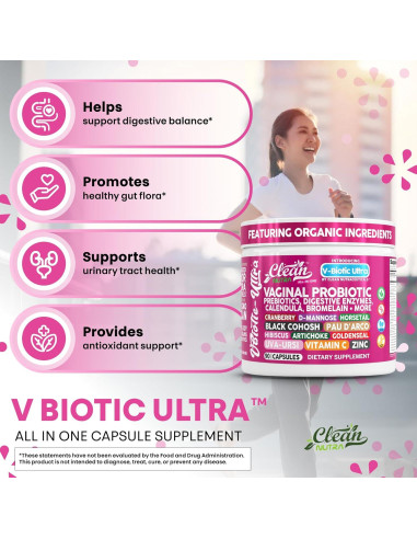 Probioticos Vaginales Clean Nutraceuticals 90 Cápsulas Veganas