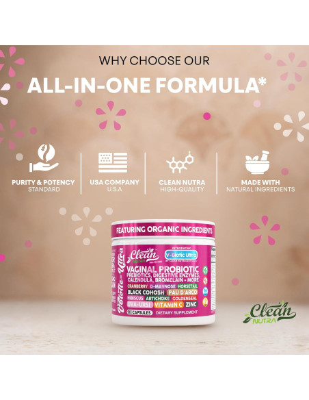 Probioticos Vaginales Clean Nutraceuticals 90 Cápsulas Veganas Probioticos Vaginales Clean Nutraceuticals 90 Cápsulas Veganas