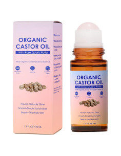 Aceite de Ricino Orgánico Luvie Roll-On 50 ml con Cuarzo Rosa