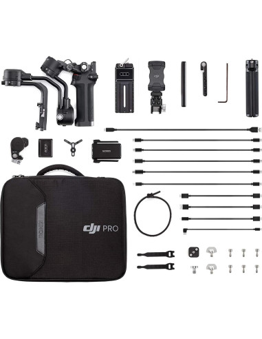 Estabilizador de Cardán DJI RSC 2 Combo para Cámara DSLR y Sin Espejo - 3 Ejes, 3 kg, Plegable, Pantalla OLED, Negro (Renovado)