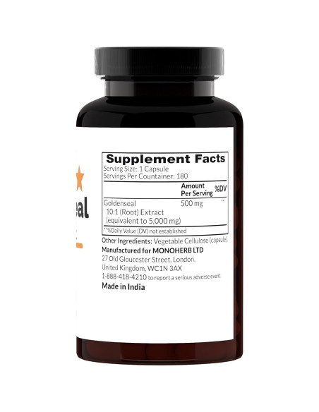 Extracto de Goldenseal MONOHERB 500 mg - 180 Cápsulas Puras