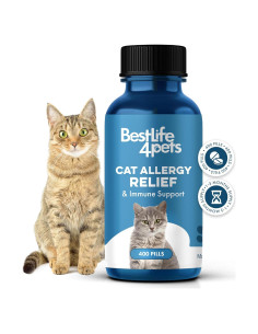 Suplemento Natural para Gatos BestLife4Pets - Alivio Alergias y Soporte Inmunológico - 400 Pastillas