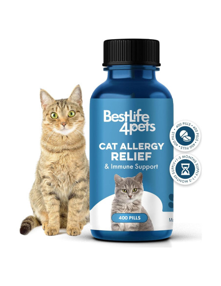 Suplemento Natural para Gatos BestLife4Pets - Alivio Alergias y Soporte Inmunológico - 400 Pastillas