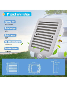 Ventilador Extractor AUTOXBERT 12V 2.4W Silencioso Blanco 2