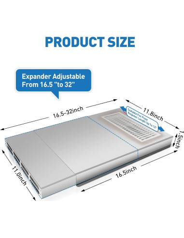 Extensor de Ventilación Hometu 32x12 cm Ajustable Aluminio