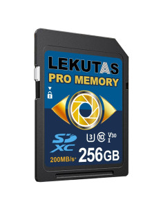 Tarjeta de Memoria SDXC 256GB LEKUTAS - 200MB/s, U3, V30, 4K