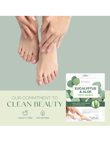 Mascarillas para Pies Trendsformers Eucalipto y Aloe - Hidratación Intensa - 3 Pares