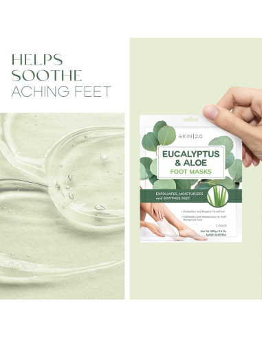 Mascarillas para Pies Trendsformers Eucalipto y Aloe - Hidratación Intensa - 3 Pares
