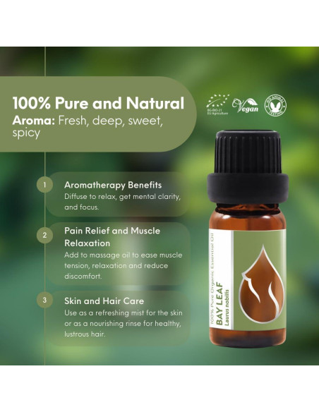 Aceite Esencial de Hoja de Laurel Orgánico Essences Bulgaria 10ml - 100% Puro