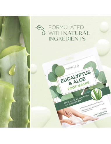 Mascarillas para Pies Trendsformers Eucalipto y Aloe - Hidratación Intensa - 3 Pares