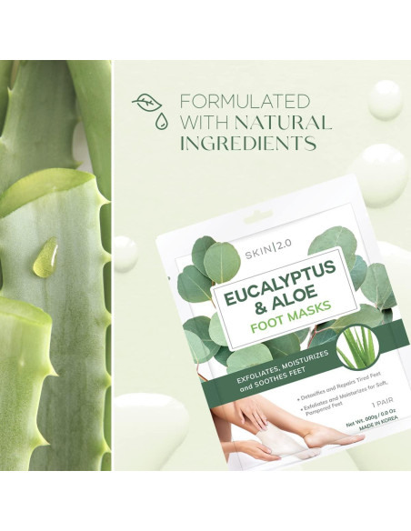 Mascarillas para Pies Trendsformers Eucalipto y Aloe - Hidratación Intensa - 3 Pares