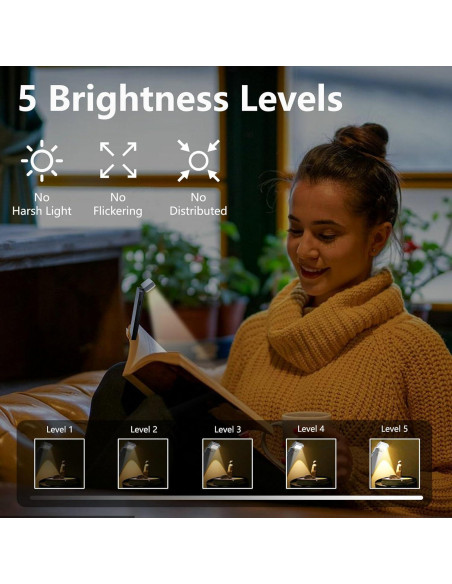 Luz de libro recargable Erkangsm EK_BKL24 LED 3 colores 5 brillos