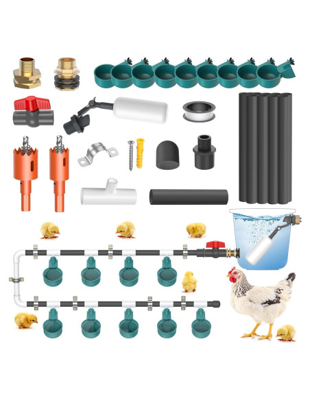 Sistema Automático de Bebedero para Pollos CHAMUTY con 9 Tazas