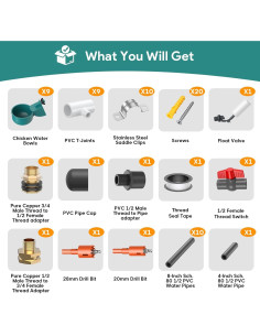 Sistema Automático de Bebedero para Pollos CHAMUTY con 9 Tazas 2