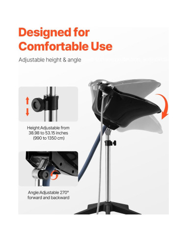 Lavabo de Champú Portátil VEVOR Ajustable con Ducha Negra