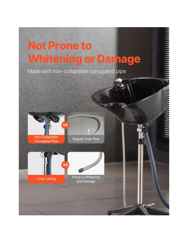 Lavabo de Champú Portátil VEVOR Ajustable con Ducha Negra