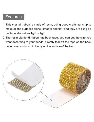 Cinta de Diamante Autoadhesiva MECCANIXITY 90cm Dorado