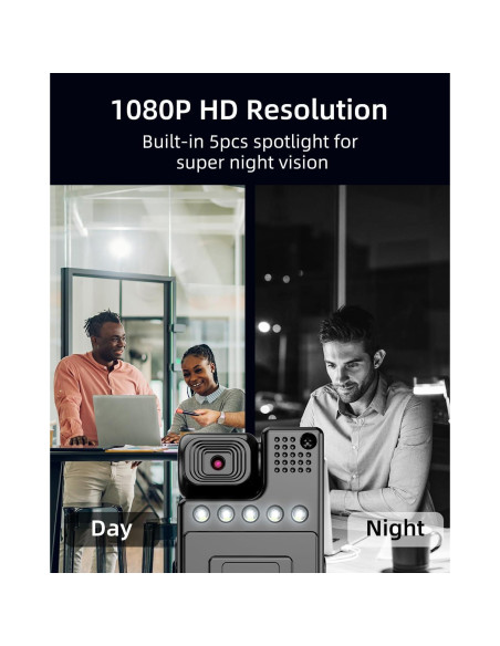 Cámara Corporal VIDCASTIVE 1080P con Lente Rotatorio 180