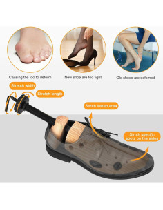 Estiradores de zapatos de madera premium ajustables para damas 6-11 2