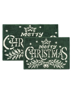 Juego de Alfombrillas de Baño LANE LINEN Verde Navidad 2 Piezas