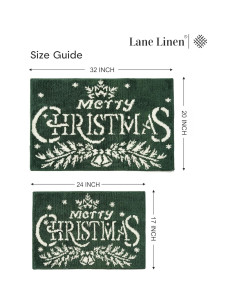 Juego de Alfombrillas de Baño LANE LINEN Verde Navidad 2 Piezas 2