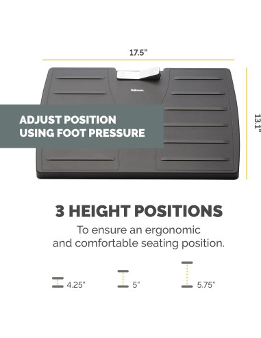 Reposapiés Ajustable Fellowes Office Suites 10.5-14.3 cm Negro