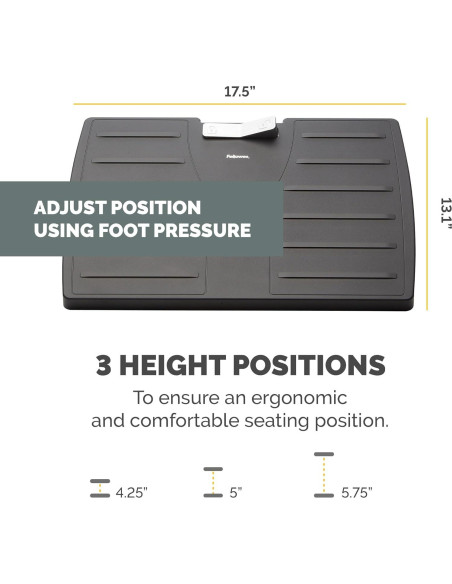 Reposapiés Ajustable Fellowes Office Suites 10.5-14.3 cm Negro