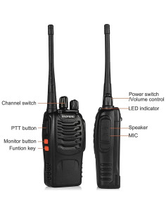 Walkie Talkies Baofeng BF-888S Recargables 2 Paquete 1500mAh 2