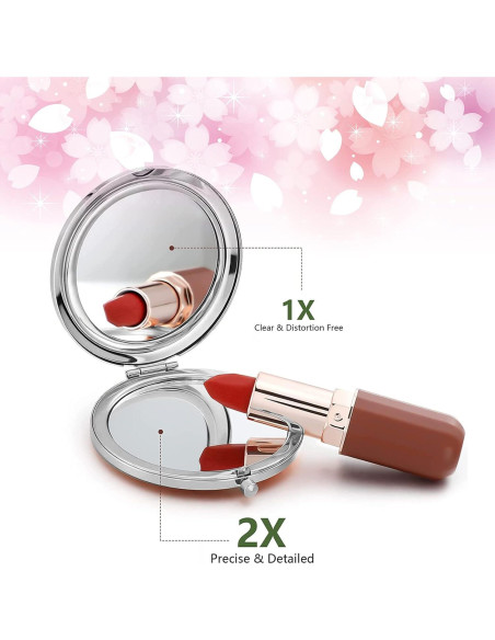 Espejo Compacto Doble Cara LONNAONE 7cm Plegable Viaje