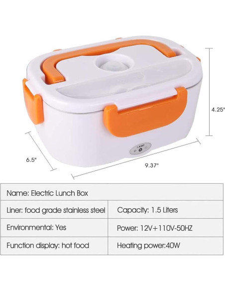Caja de Almuerzo Eléctrica axGear 1.5L 40W Doble Uso 12V/110V