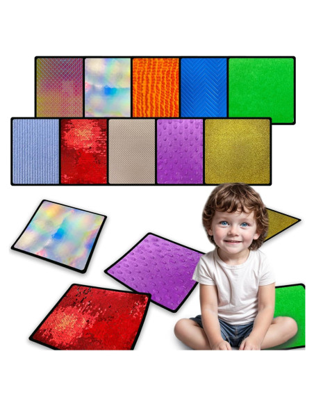 10 Alfombrillas Sensoriales Cuadradas Bouiexye 22x22cm Multicolor