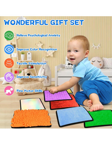 10 Alfombrillas Sensoriales Cuadradas Bouiexye 22x22cm Multicolor