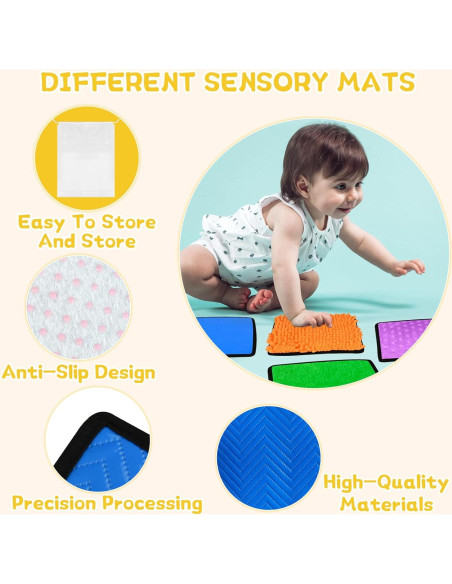 10 Alfombrillas Sensoriales Cuadradas Bouiexye 22x22cm Multicolor