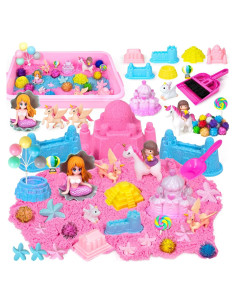 Caja Sensorial Unicornio 47Pcs con Arena Mágica y Moldes