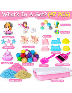 Caja Sensorial Unicornio 47Pcs con Arena Mágica y Moldes 2