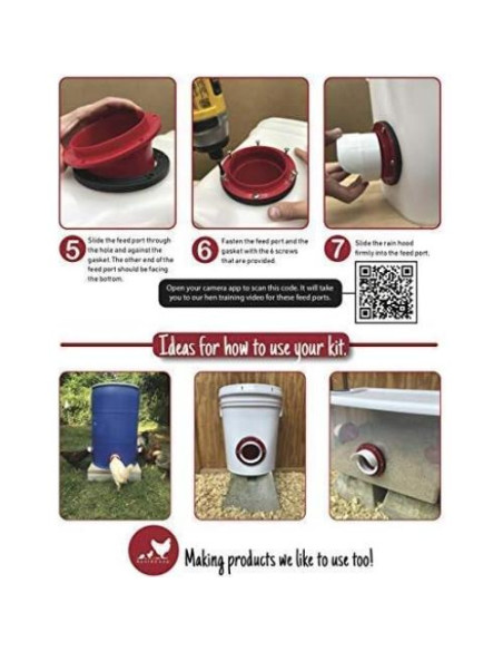 Kit Alimentador y Bebedero Pollo RentACoop - 6 Puertos Grandes Kit Alimentador y Bebedero Pollo RentACoop - 6 Puertos Grandes