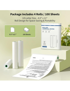 Papel Térmico Gloryang Carta 21.6x27.9cm 4 Rollos 100 Hojas 2