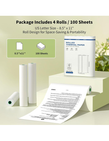 Papel Térmico Gloryang Carta 21.6x27.9cm 4 Rollos 100 Hojas