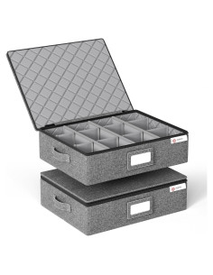 Caja de Almacenamiento YearningHome para 12 Tazas y Vasos - 2 Paquete