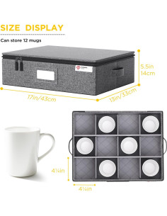 Caja de Almacenamiento YearningHome para 12 Tazas y Vasos - 2 Paquete 2
