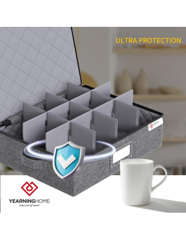 Caja de Almacenamiento YearningHome para 12 Tazas y Vasos - 2 Paquete