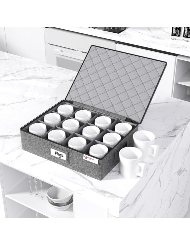 Caja de Almacenamiento YearningHome para 12 Tazas y Vasos - 2 Paquete