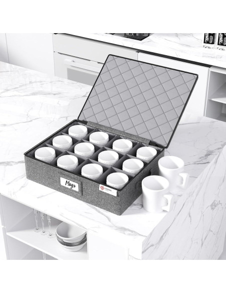 Caja de Almacenamiento YearningHome para 12 Tazas y Vasos - 2 Paquete Caja de Almacenamiento YearningHome para 12 Tazas y Vasos - 2 Paquete