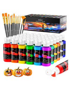 Juego de Pintura Acrílica Caliart 36 Colores 59ml con 12 Pinceles