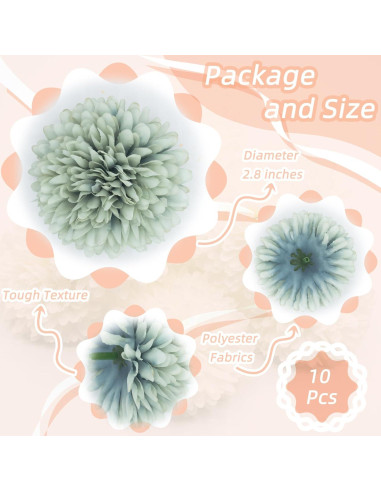 10 Piezas de Crisantemos Artificiales en Bola Azul Silllule