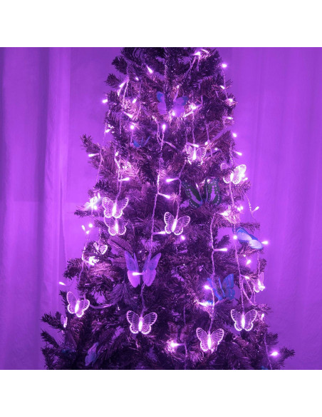 Luces de Cortina LED YOLIGHT 4m 96 LED Mariposa Púrpura
